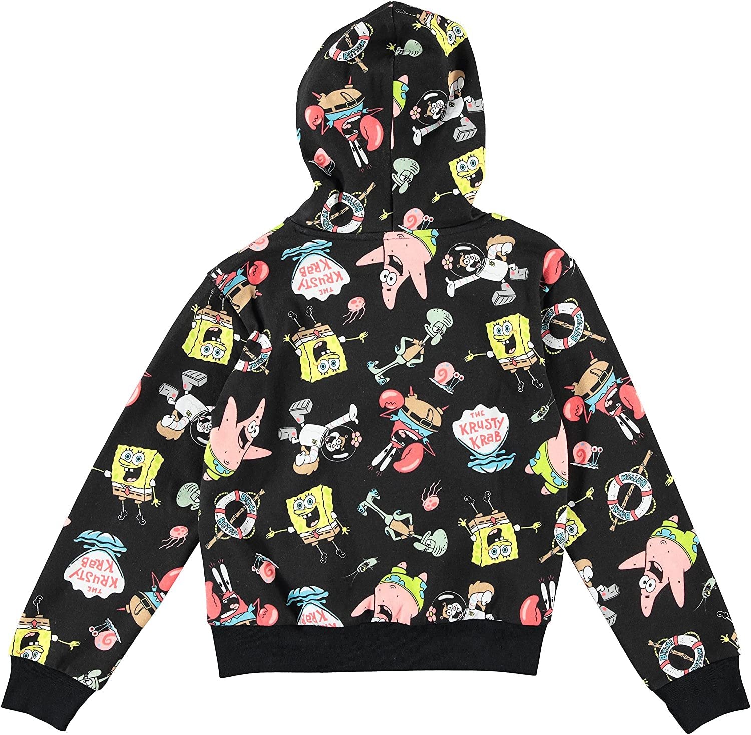 SpongeBob SquarePants Boys Pullover Hoodie - All Over Print -The Krusty Krab,Patrick, Sandy,Squidward, Gary and Pearl