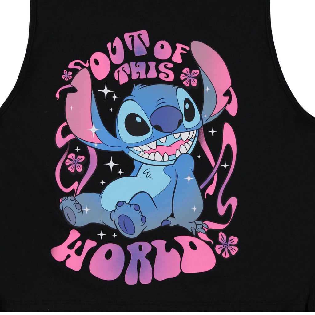 Disney Junior Girls Lilo and Stitch Crop Top Tank T-Shirt with Side Tie- Junior Girls Sizes XS-3XL