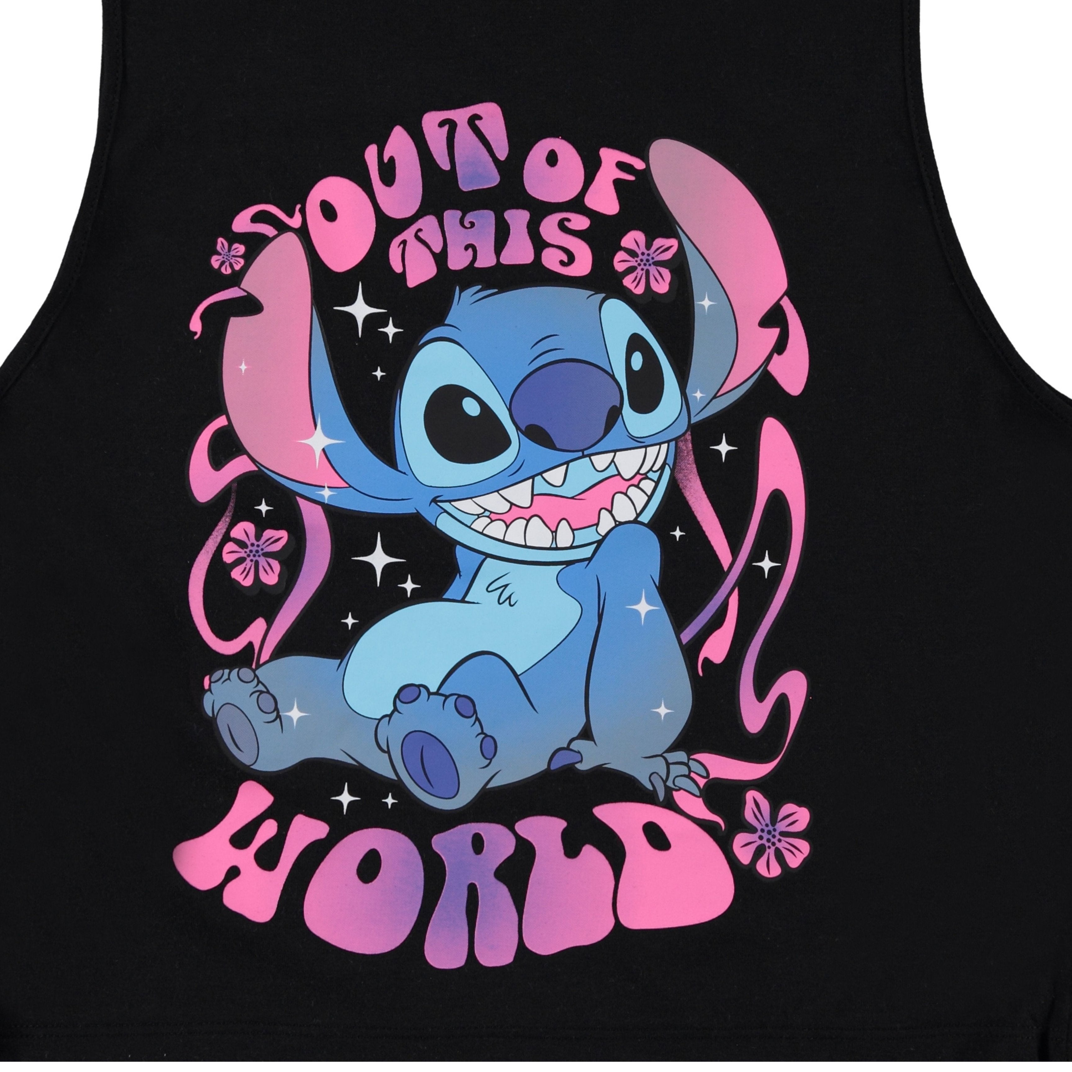 Disney Junior Girls Lilo and Stitch Crop Top Tank T-Shirt with Side Tie- Junior Girls Sizes XS-3XL