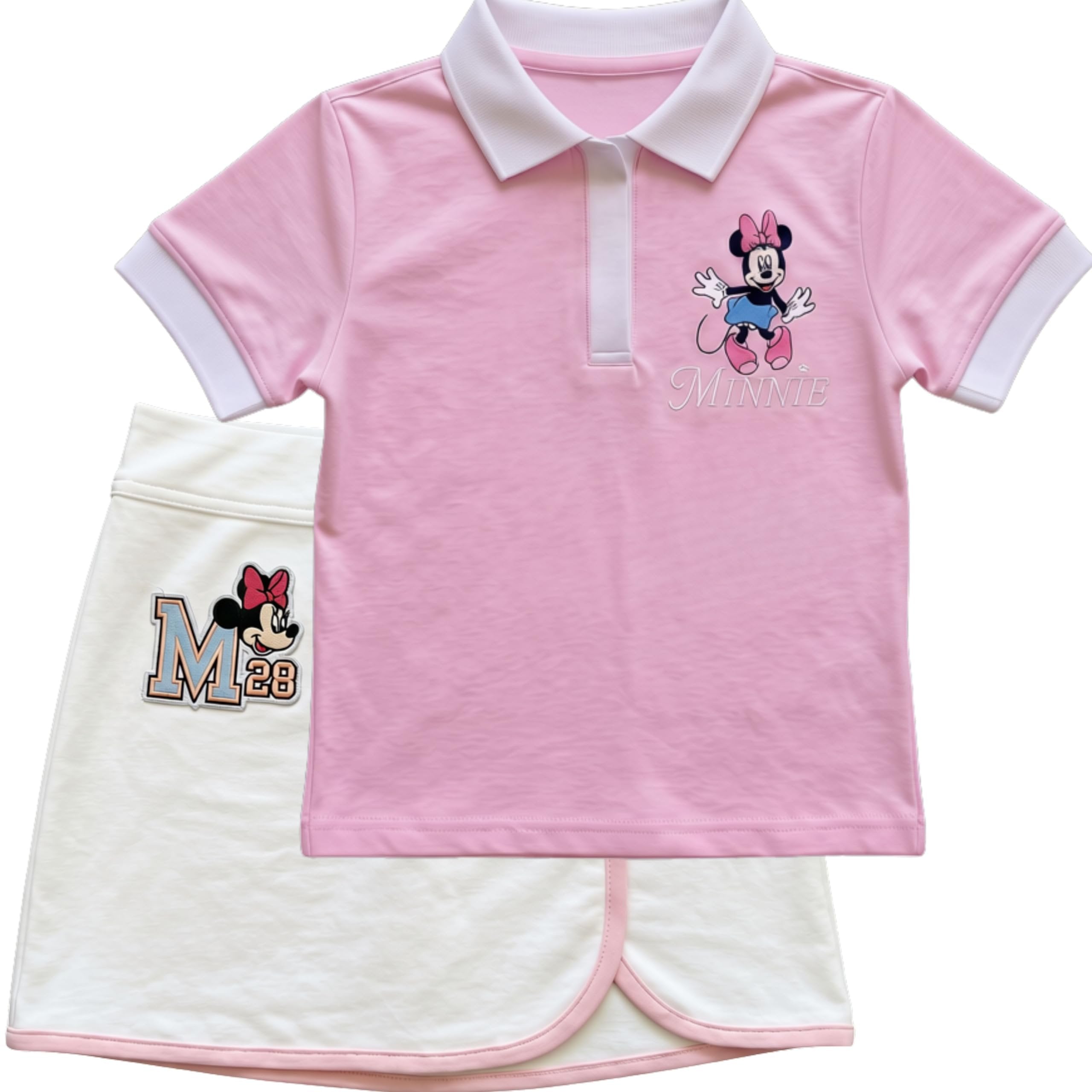 Disney Minnie Mouse Girls Polo Shirt and Skort Set, 2-Piece Outfit, Sizes 4-16