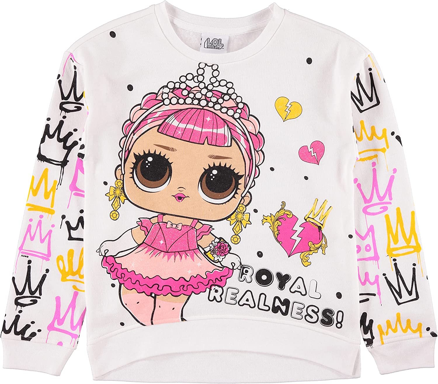 L.O.L. Surprise! Girls Sweatshirt -Jumbo Print and Embroidery Sweater- Sizes 4-16