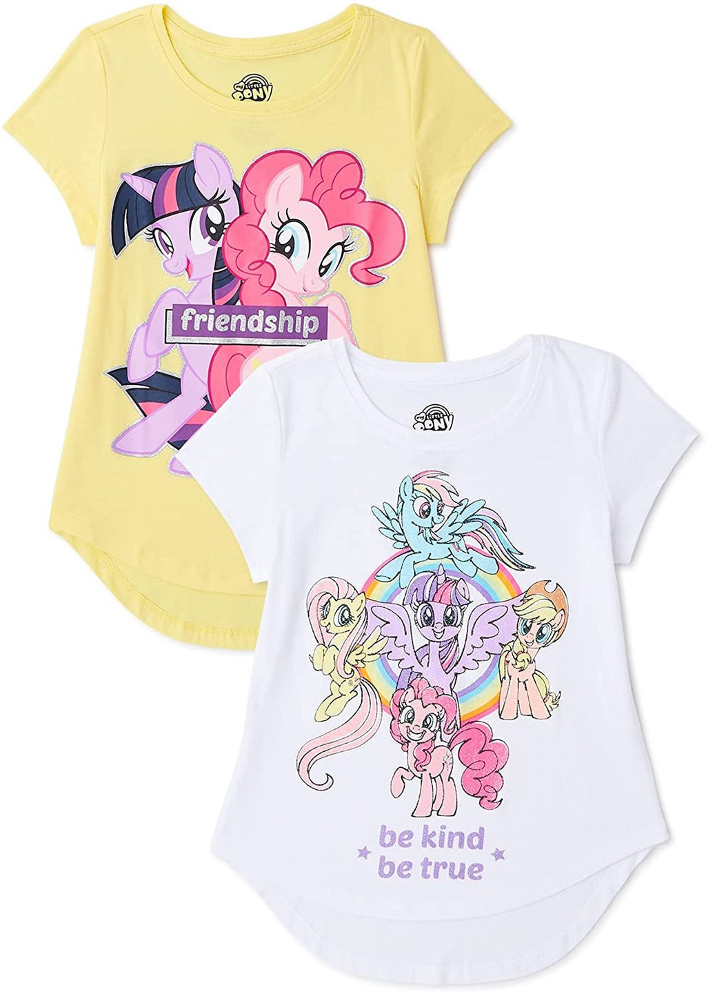 My Little Pony Girls Glitter Graphic T-Shirts, 2-Pack, Sizes 4-18