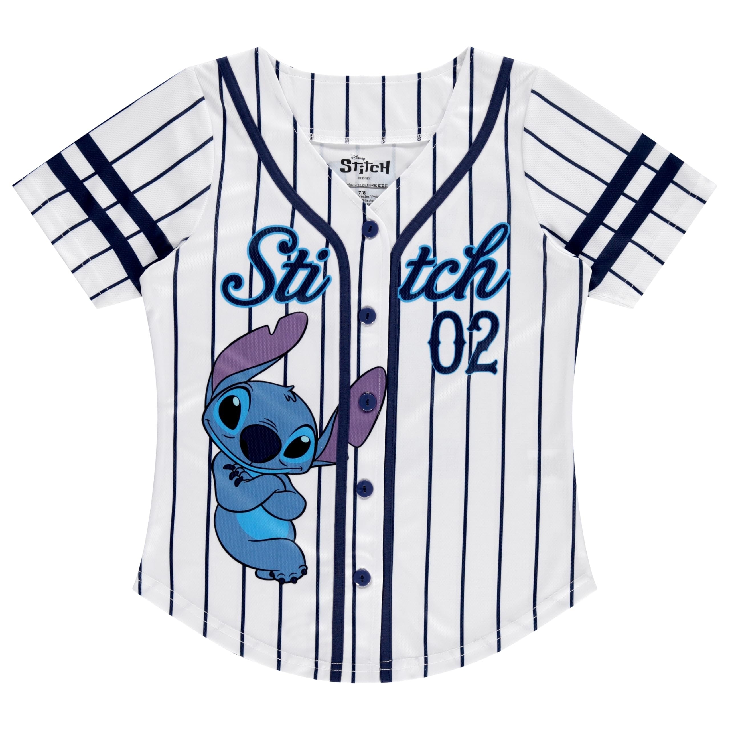 Disney Girls Baseball Jersey T-Shirt with Lilo & Stitch and Mickey Mouse- Girls Sizes 4-16 Hot Pink