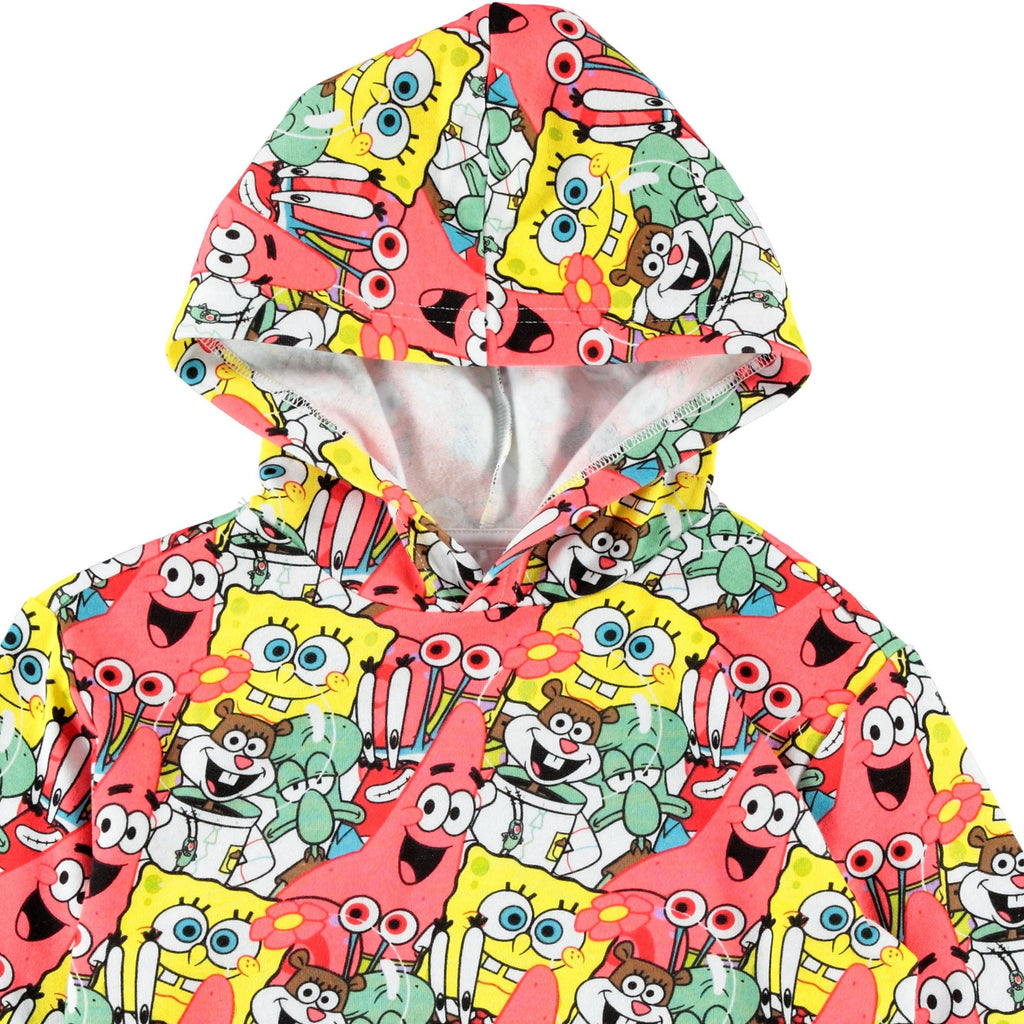 SpongeBob SquarePants Girls All Over Print Hoodie- Raw Edge Skimmer Hoodie Sizes 4-20