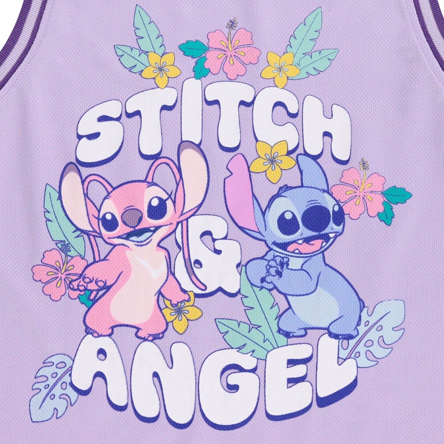 DISNEY Girls Lilo and Stitch Basketball Jersey Shirt and Shorts Set- Big Girls Sizes 7-16