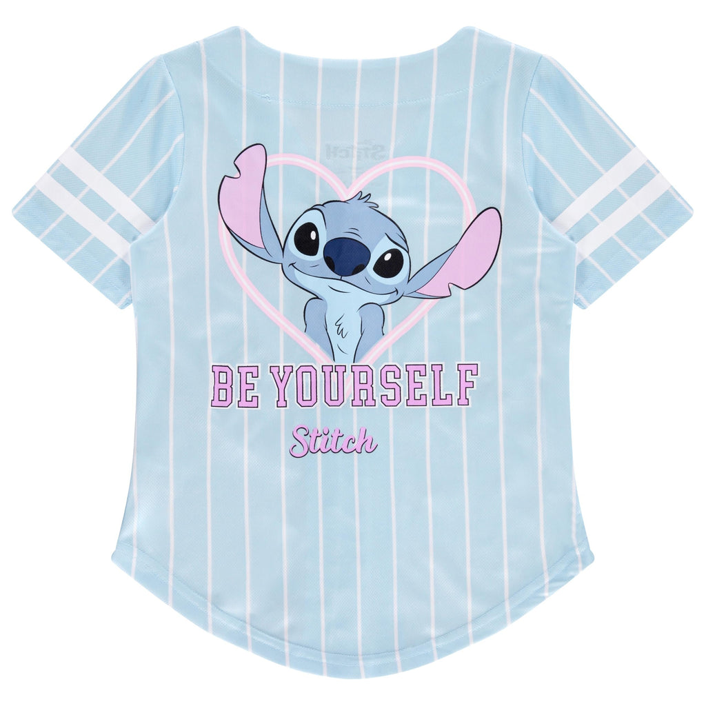 Disney Girls Baseball Jersey T-Shirt with Lilo & Stitch and Mickey Mouse- Girls Sizes 4-16 Hot Pink