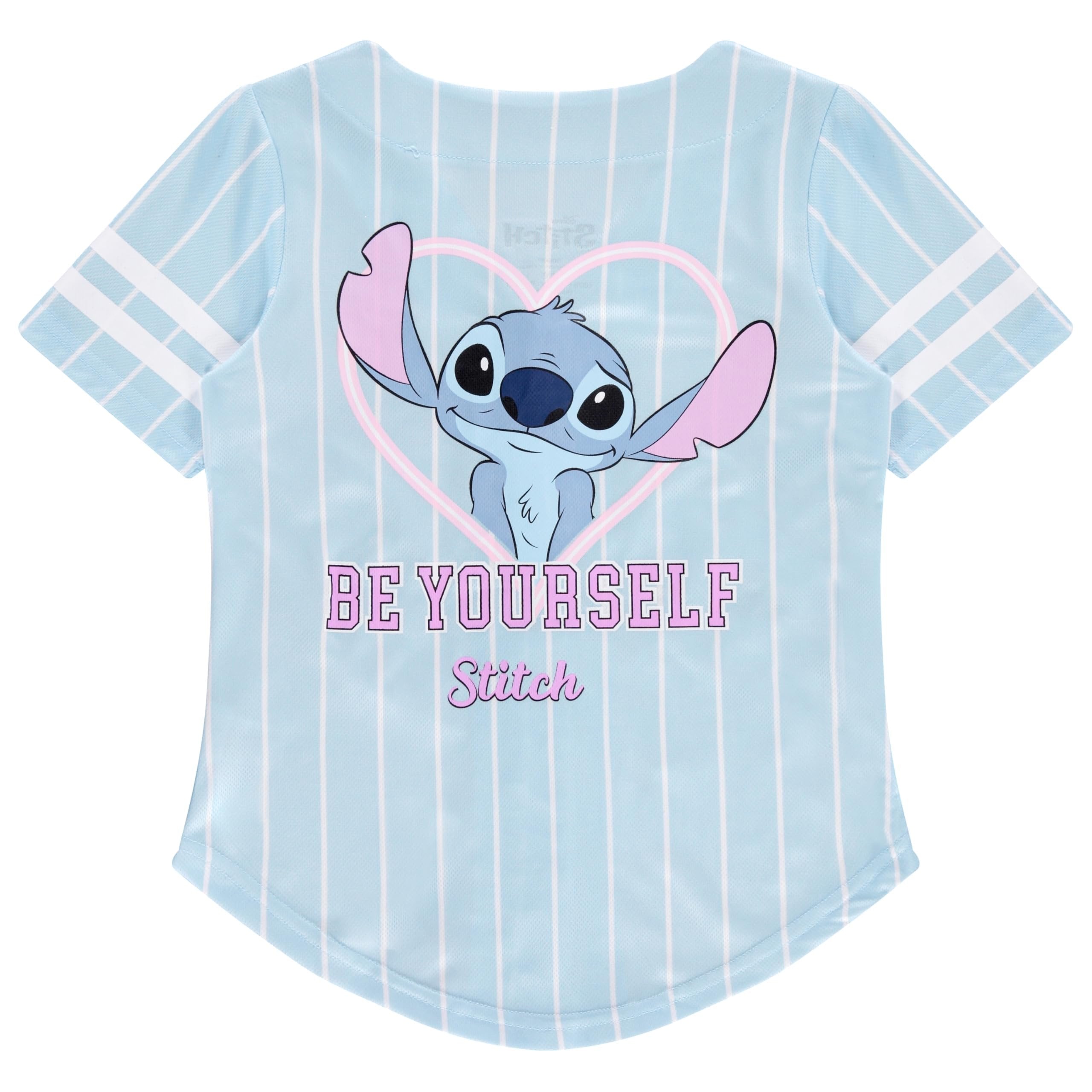 Disney Girls Baseball Jersey T-Shirt with Lilo & Stitch and Mickey Mouse- Girls Sizes 4-16 Hot Pink
