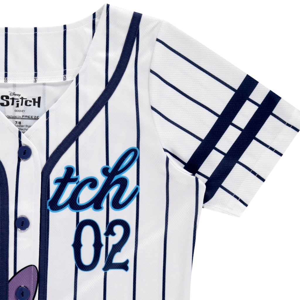 Disney Girls Baseball Jersey T-Shirt with Lilo & Stitch and Mickey Mouse- Girls Sizes 4-16 Hot Pink