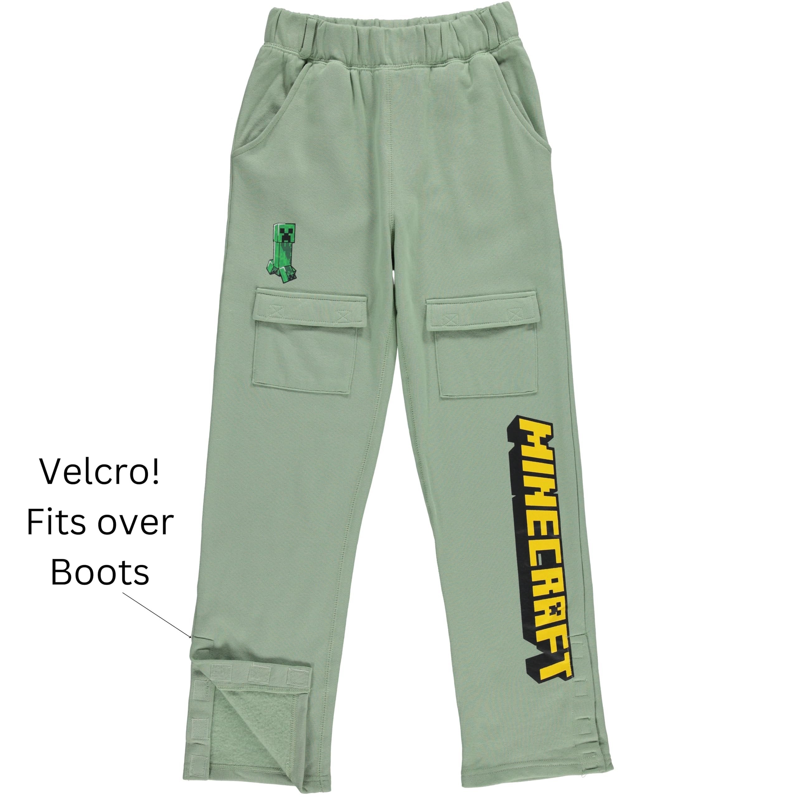 Minecraft Boys Adaptive T-Shirt & Cargo Sweatpants Set, Gaming Clothing Little and Big Boys Sizes