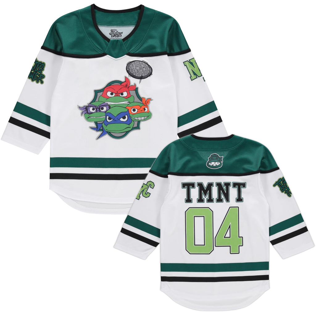 Teenage Mutant Ninja Turtles TMNT Boys 4-20 Long Sleeve Hockey Jersey White/Green
