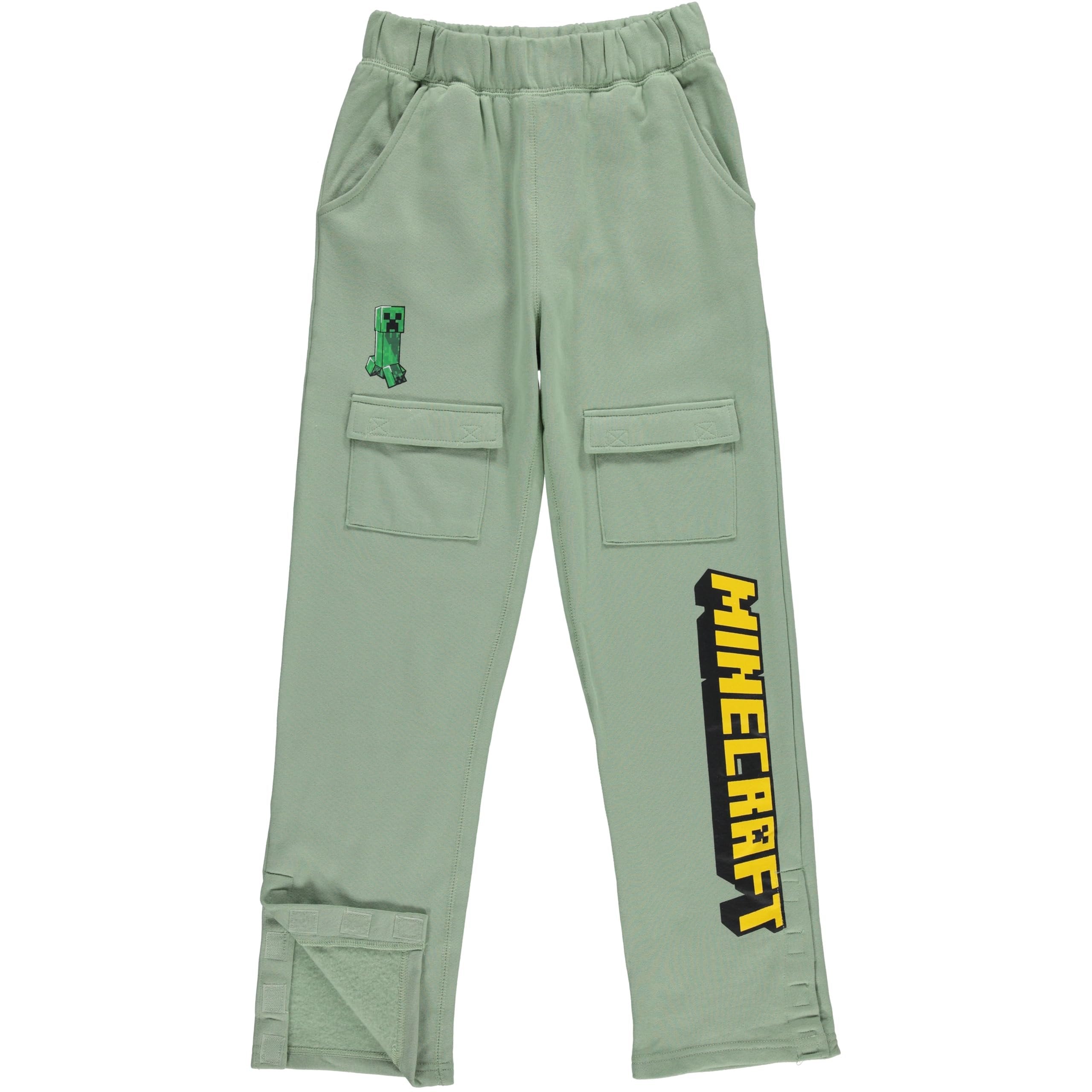 Minecraft Boys Adaptive Cargo Jogger Sweatpants Gaming Clothing Little and Big Boys Sizes XS-XL