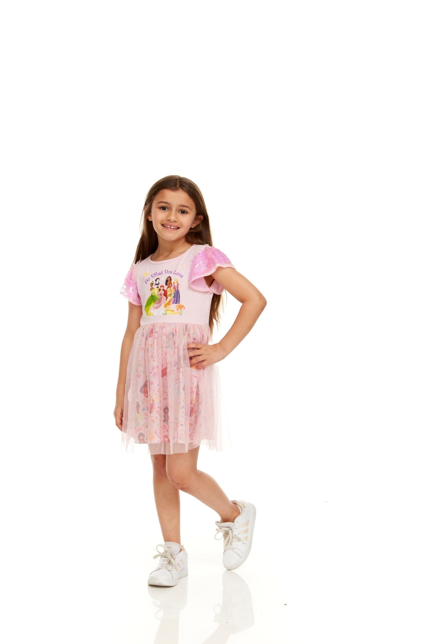 Disney Princess Sequin Sleeve Tulle Dress-Girls Sizes 2-6x