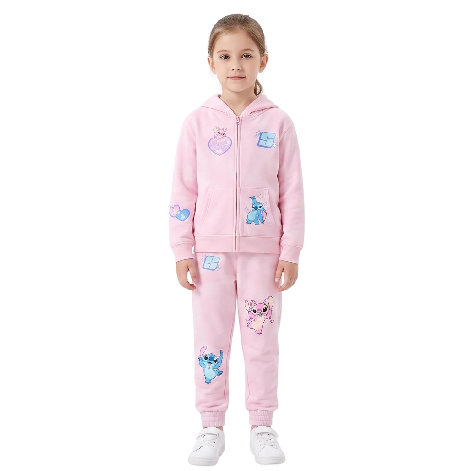Disney Lilo & Stitch Girls Zip-Up Hoodie & Jogger Set, 2-Piece Outfit, Sizes 4–16