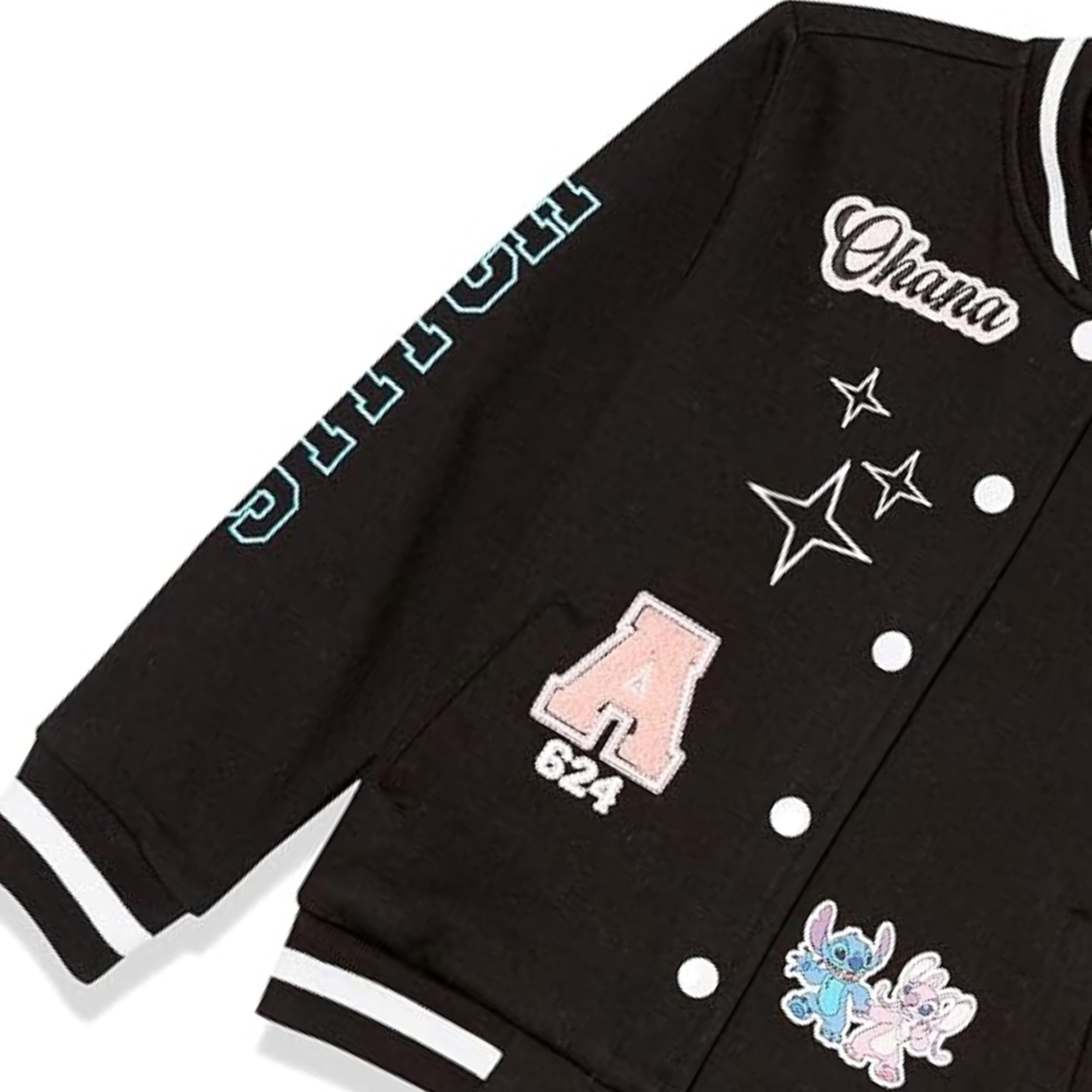 Disney Lilo,Stitch and Angel Varsity Bomber Jacket - Little and Big Girl Sizes 4-16