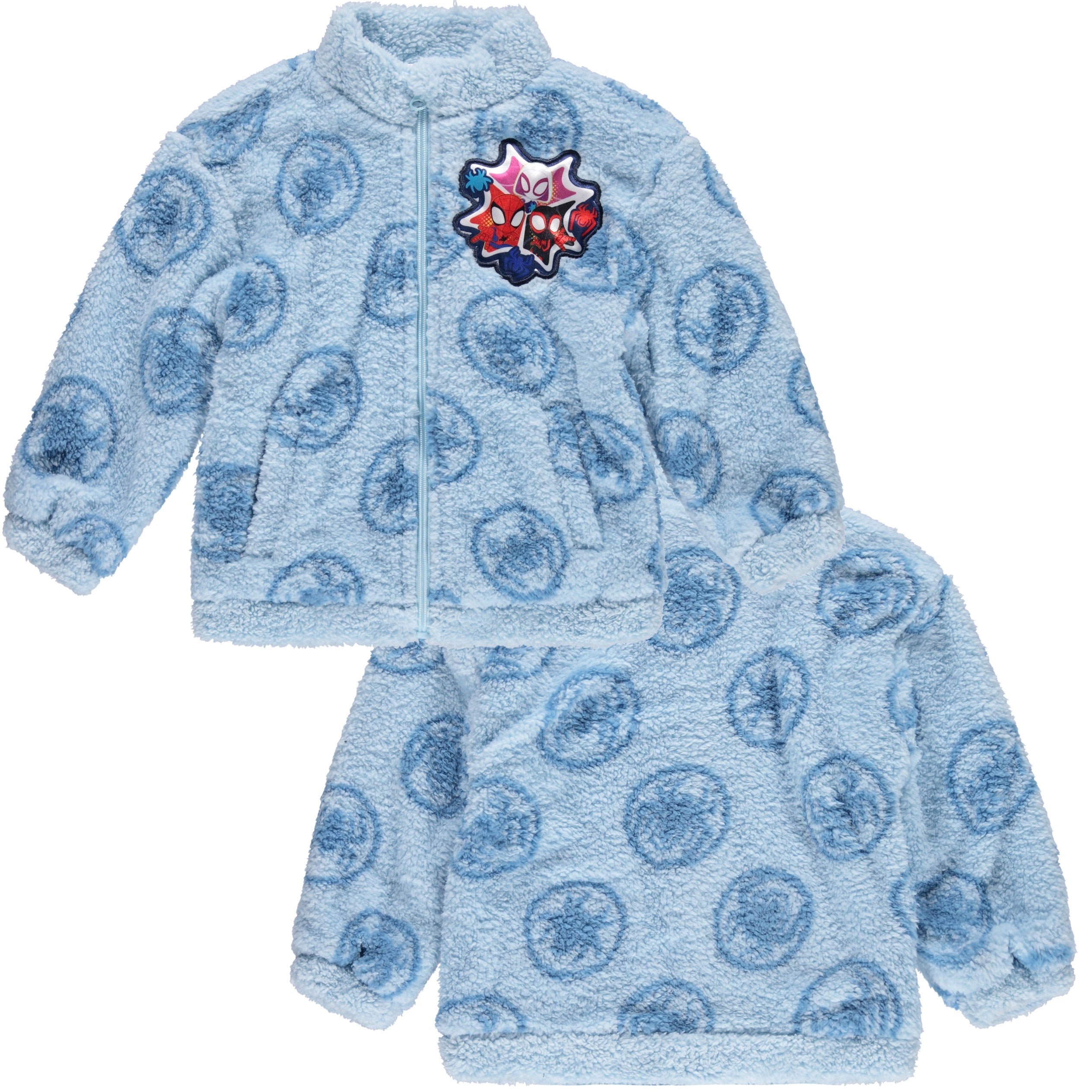 Marvel Spidey and His Amazing Friends Boys Sherpa Zip Up Jacket Fleece Coat Toddler Sizes 2T-5T