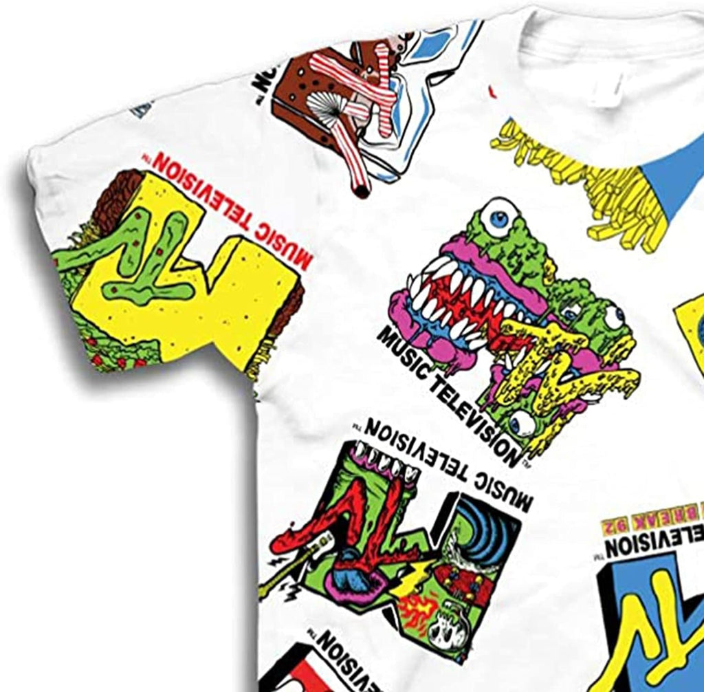 MTV Mens Classic Retro Shirt - #TBT Mens 1980's Clothing - I Want My Allover Print T-Shirt