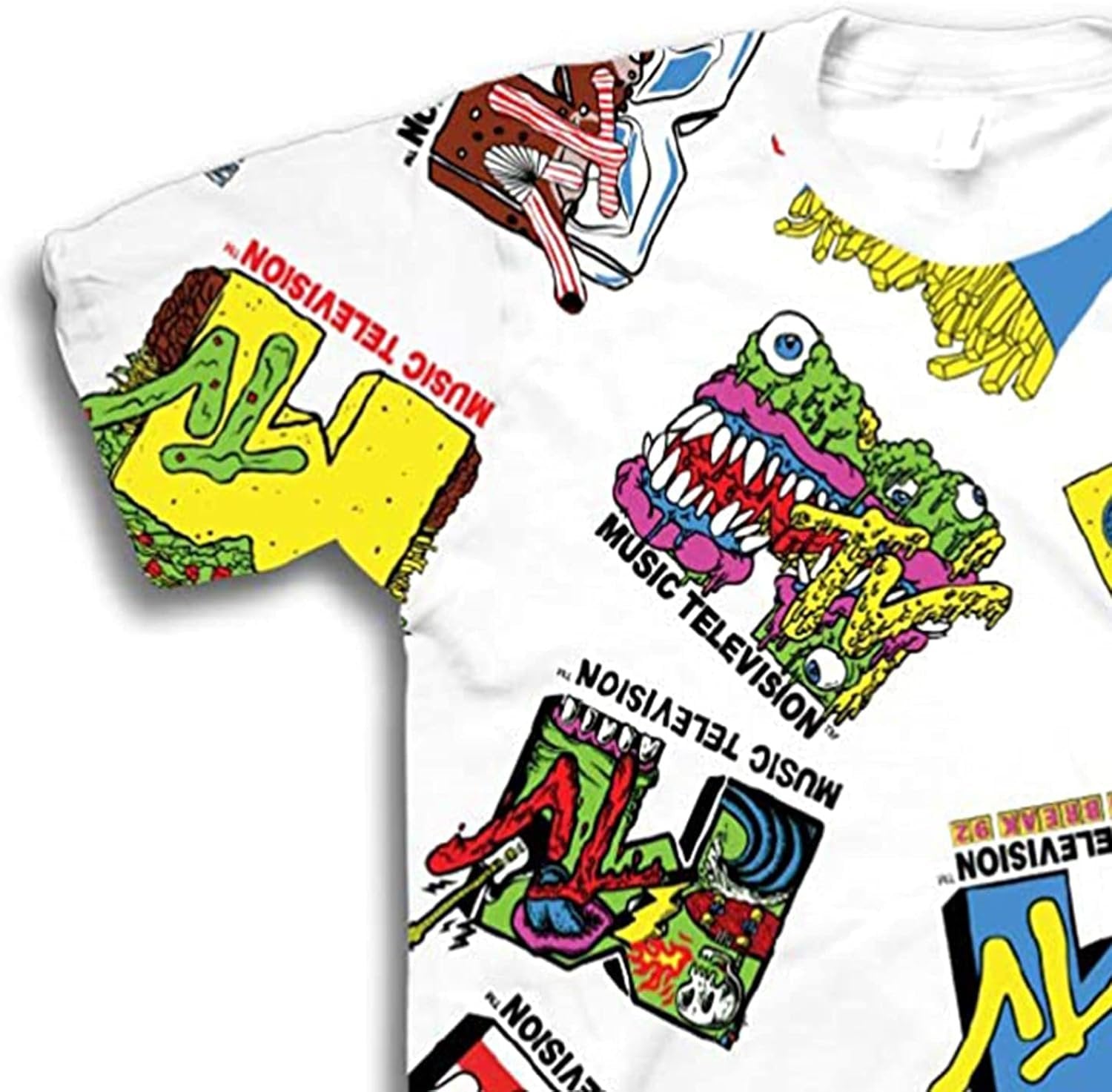 MTV Mens Classic Retro Shirt - #TBT Mens 1980's Clothing - I Want My Allover Print T-Shirt