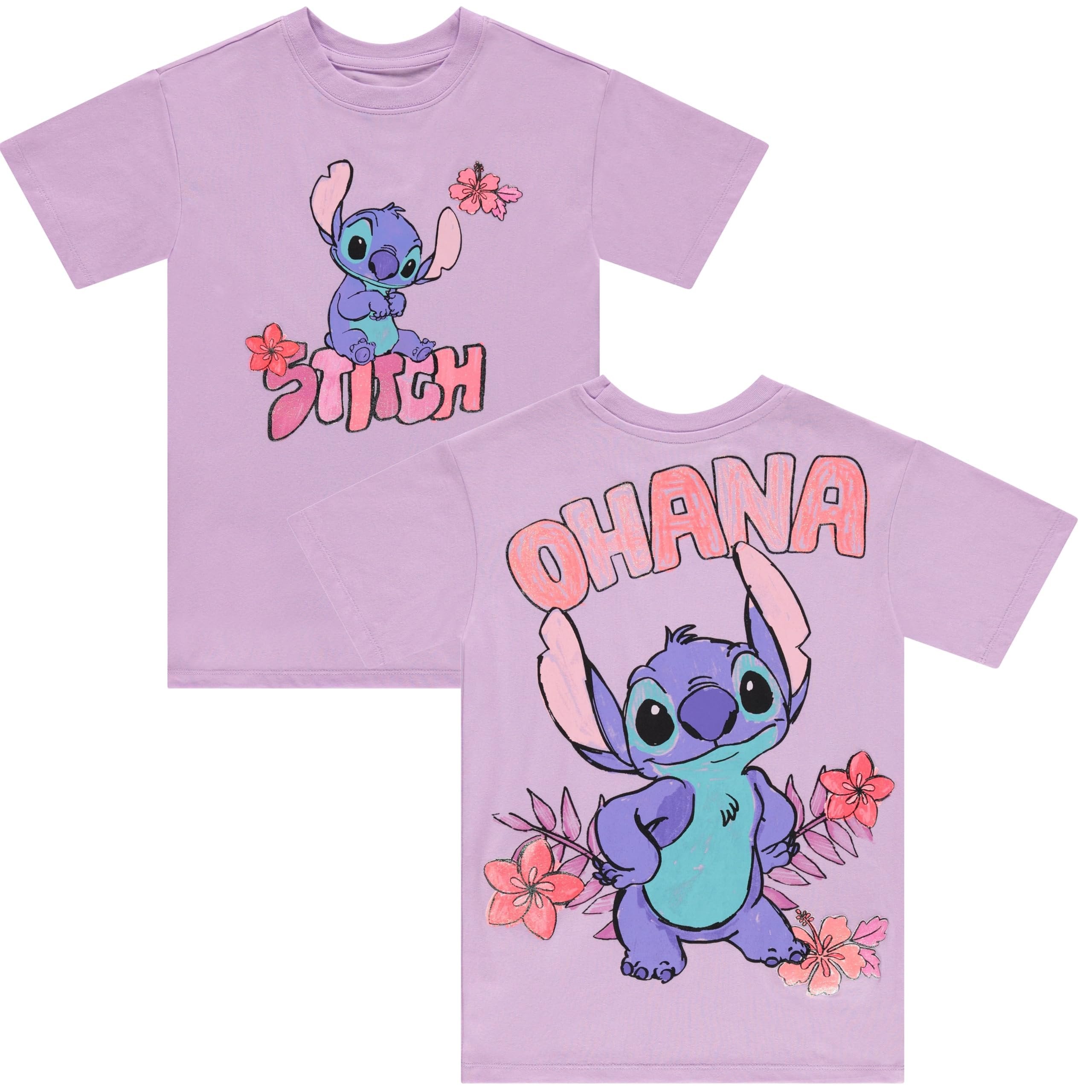 Disney Lilo and Stitch Girls Short Sleeve T-Shirt- Stitch Girls Tee Sizes 4-16