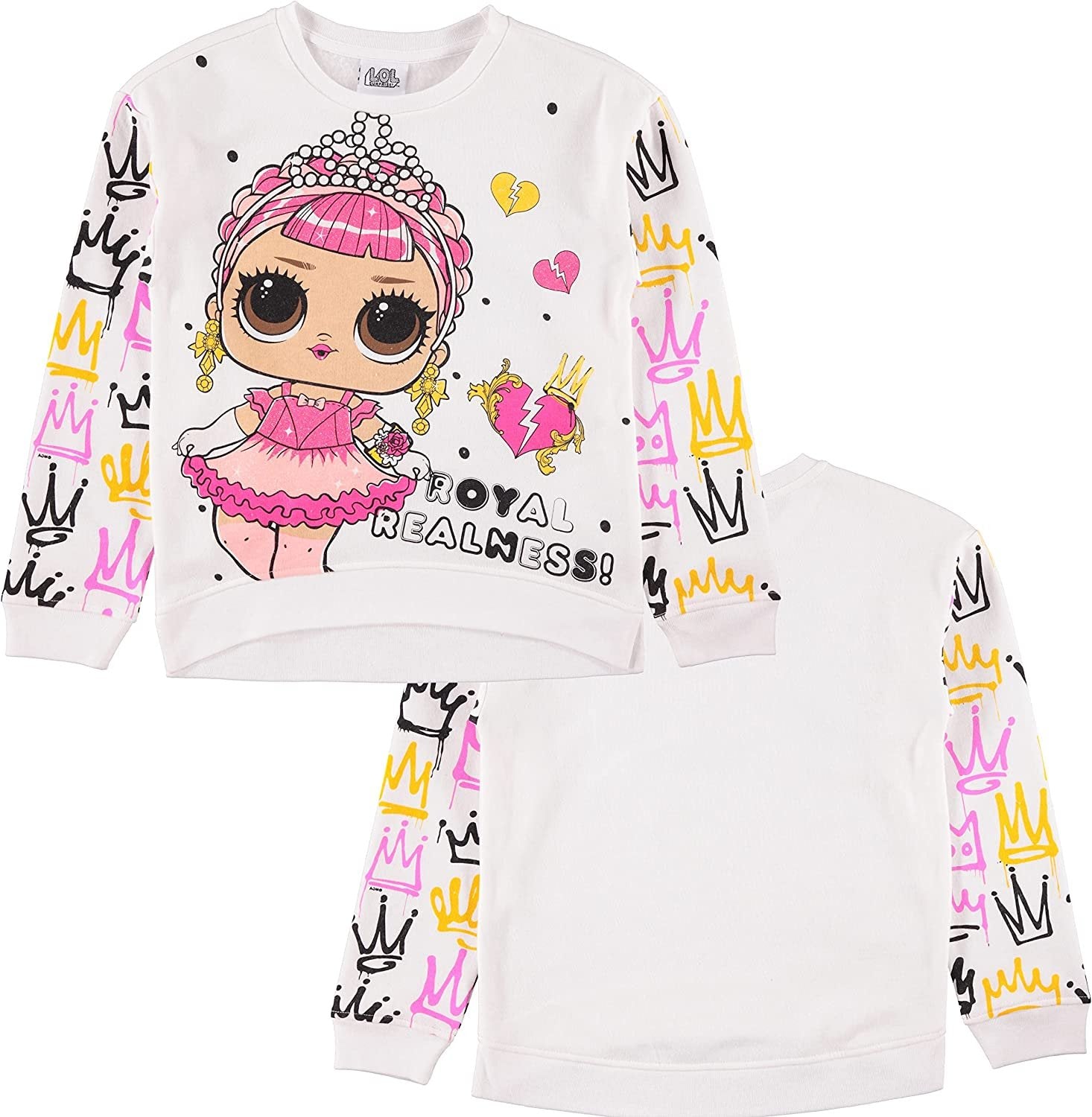 L.O.L. Surprise! Girls Sweatshirt -Jumbo Print and Embroidery Sweater- Sizes 4-16