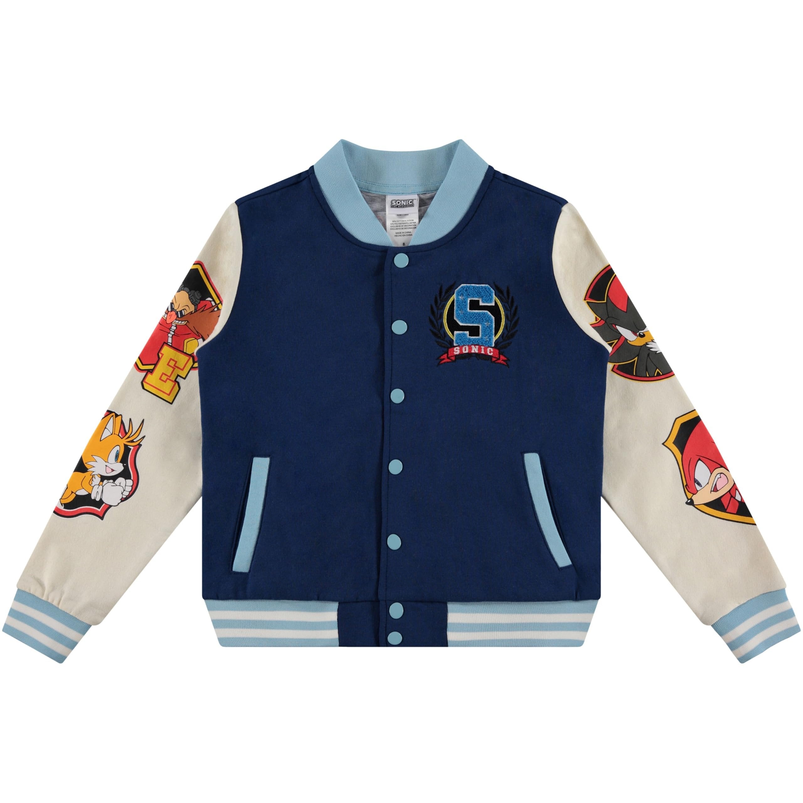 SEGA Boys Sonic the Hedgehog Varsity Jacket, Shadow & Knuckles- Little Boys 4-7