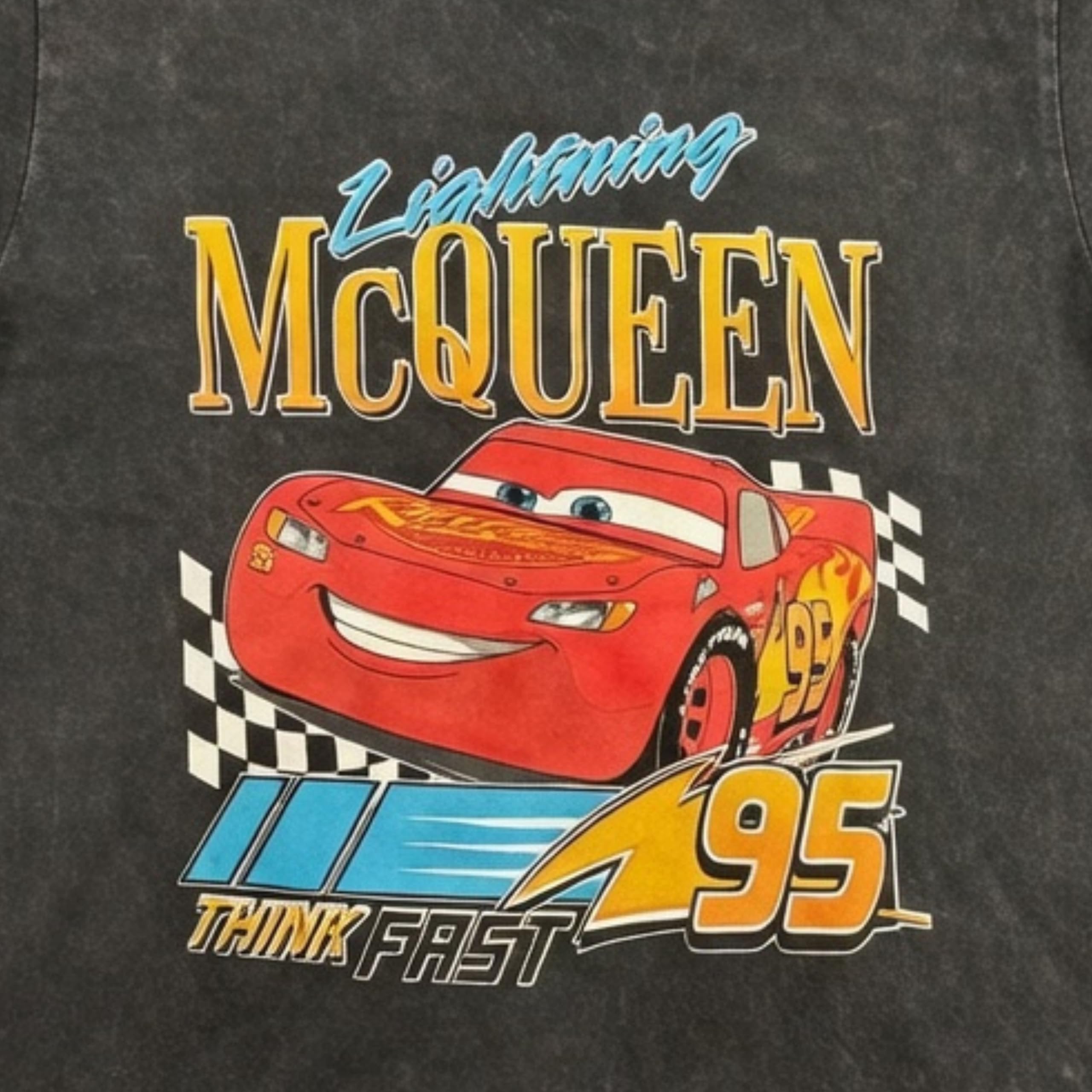 Disney Pixar Cars Lightning McQueen 95 Juniors Graphic T-Shirt, Vintage Wash, XS-XL
