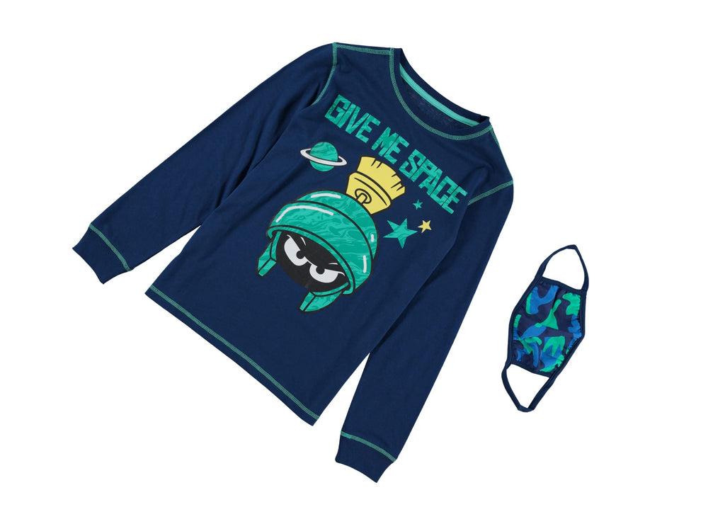 Looney Tunes Marvin The Martian Boys Long Sleeve T-Shirt with Face Mask