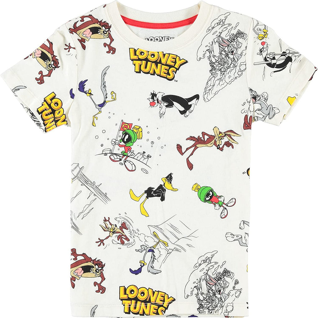 Looney Tunes Boys Short Sleeve T-Shirt - All Over Print T-Shirt Bugs Bunny, Taz, Daffy Duck and Friends