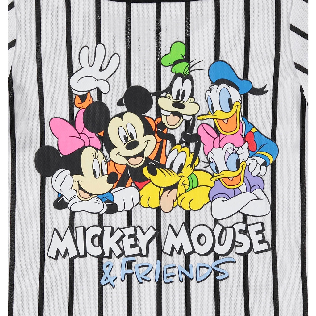 Disney Girls Baseball Jersey T-Shirt with Lilo & Stitch and Mickey Mouse- Girls Sizes 4-16 Hot Pink