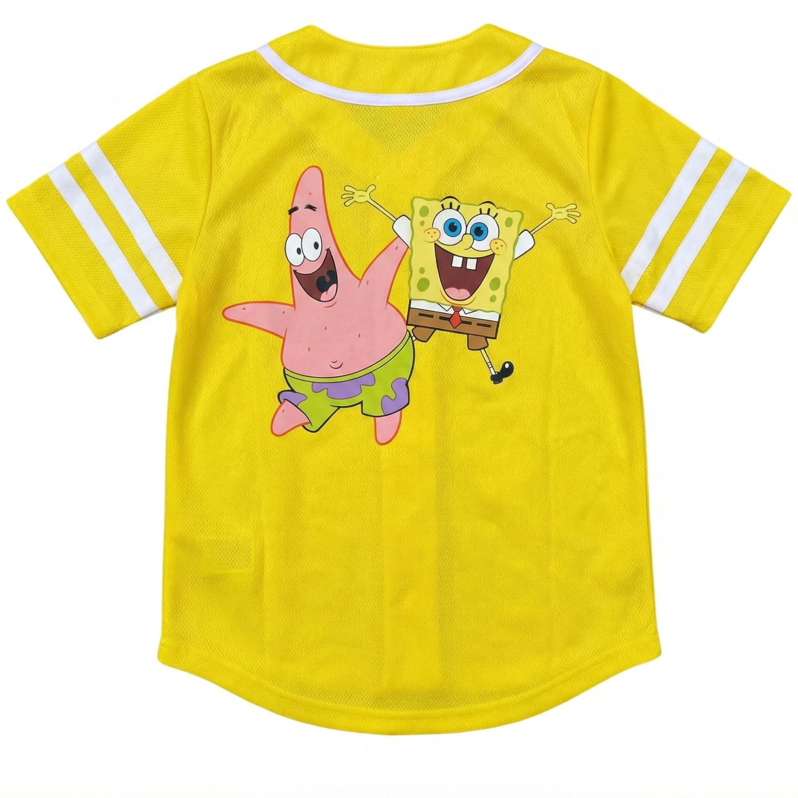 SpongeBob SquarePants & Patrick Star Kids Baseball Jersey T-Shirt, Short Sleeve Graphic Tee, Unisex 4–6X
