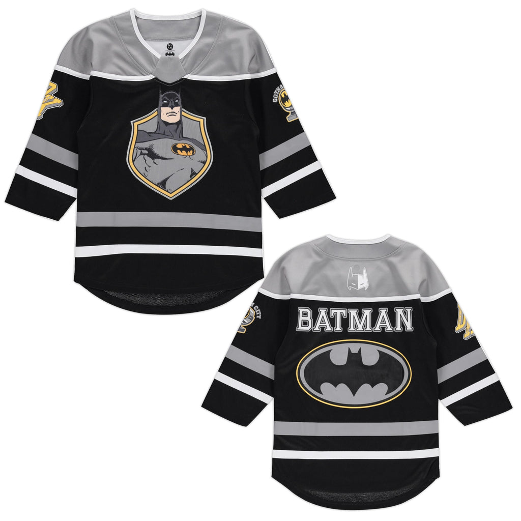 DC Comics Batman Boys 4-20 Long Sleeve Hockey Jersey Black/Grey