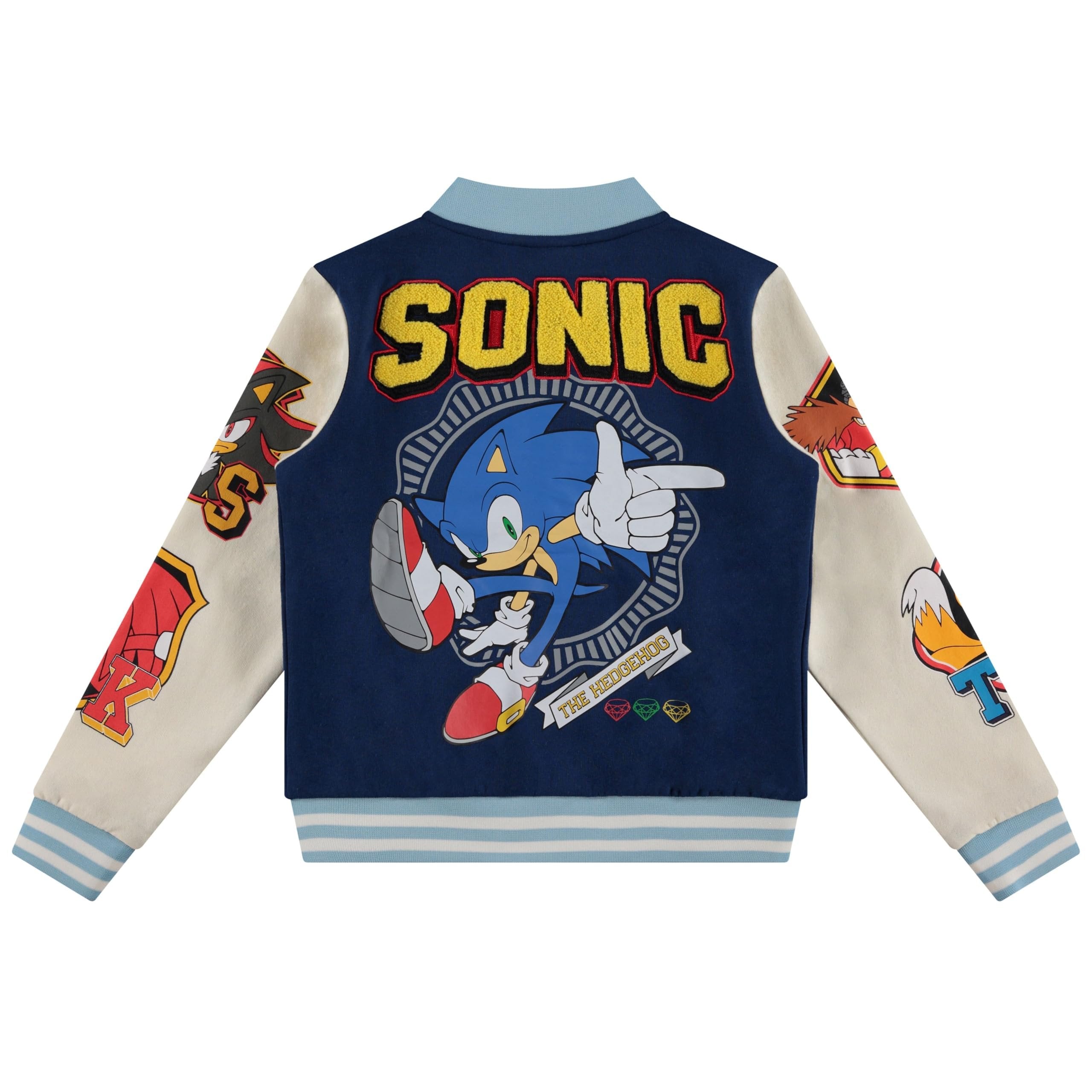 SEGA Boys Sonic the Hedgehog Varsity Jacket, Shadow & Knuckles- Little Boys 4-7