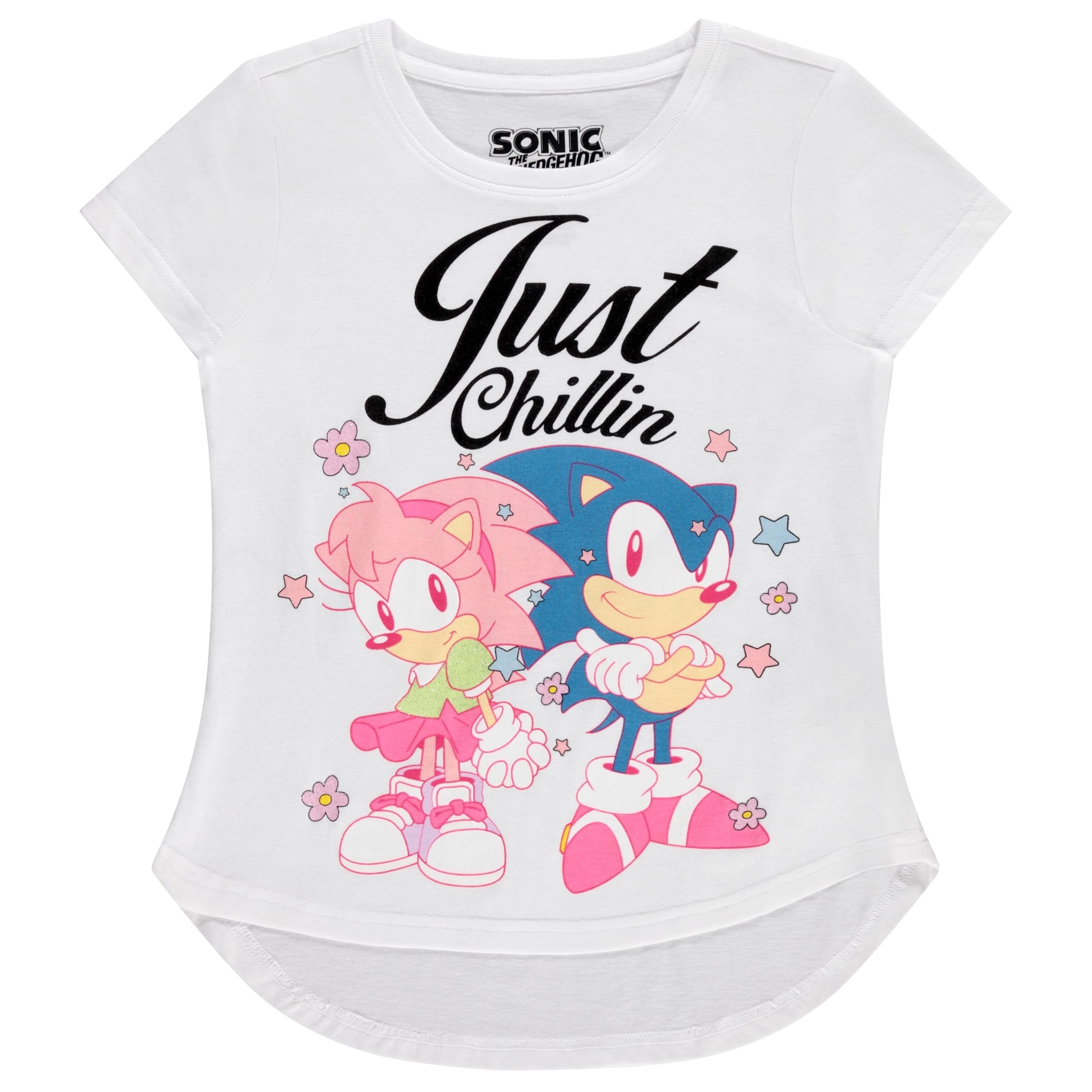 Girls Sonic The Hedgehog Zip Up Hoodie and Short Sleeve T-Shirt Clothing Set - Little and Big Girls Sizes 4-16