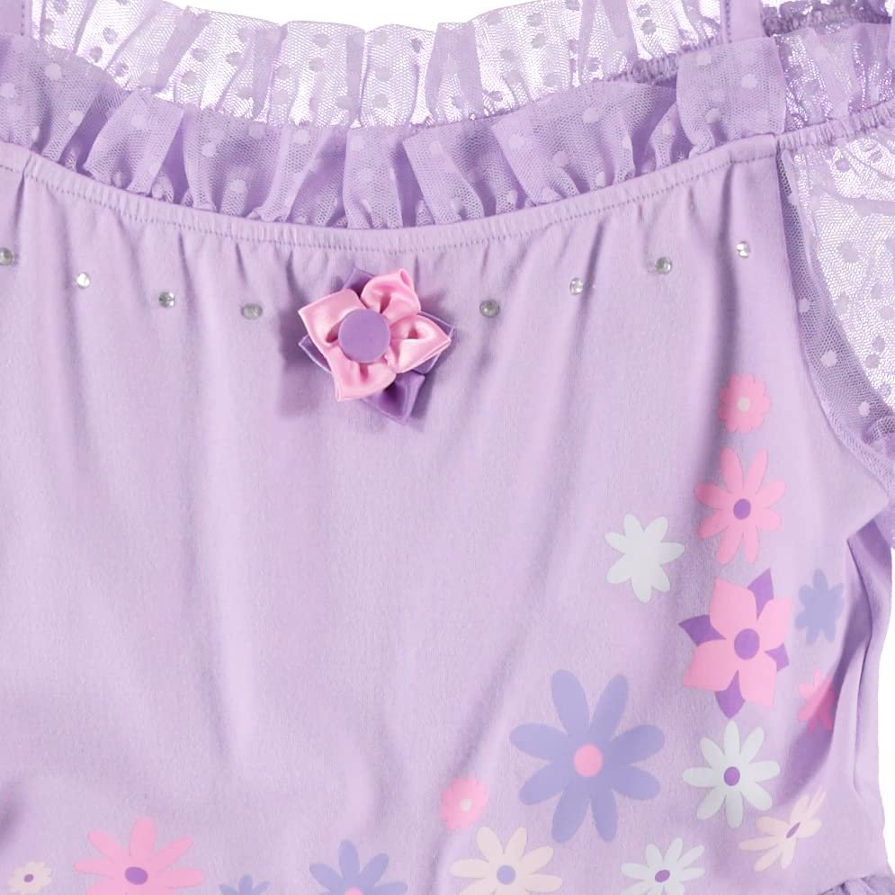 DISNEY Girls Lavender Tutu Flower Dress - Encanto Inspired Isabela Costume Dress Lilac- Sizes XS-XL