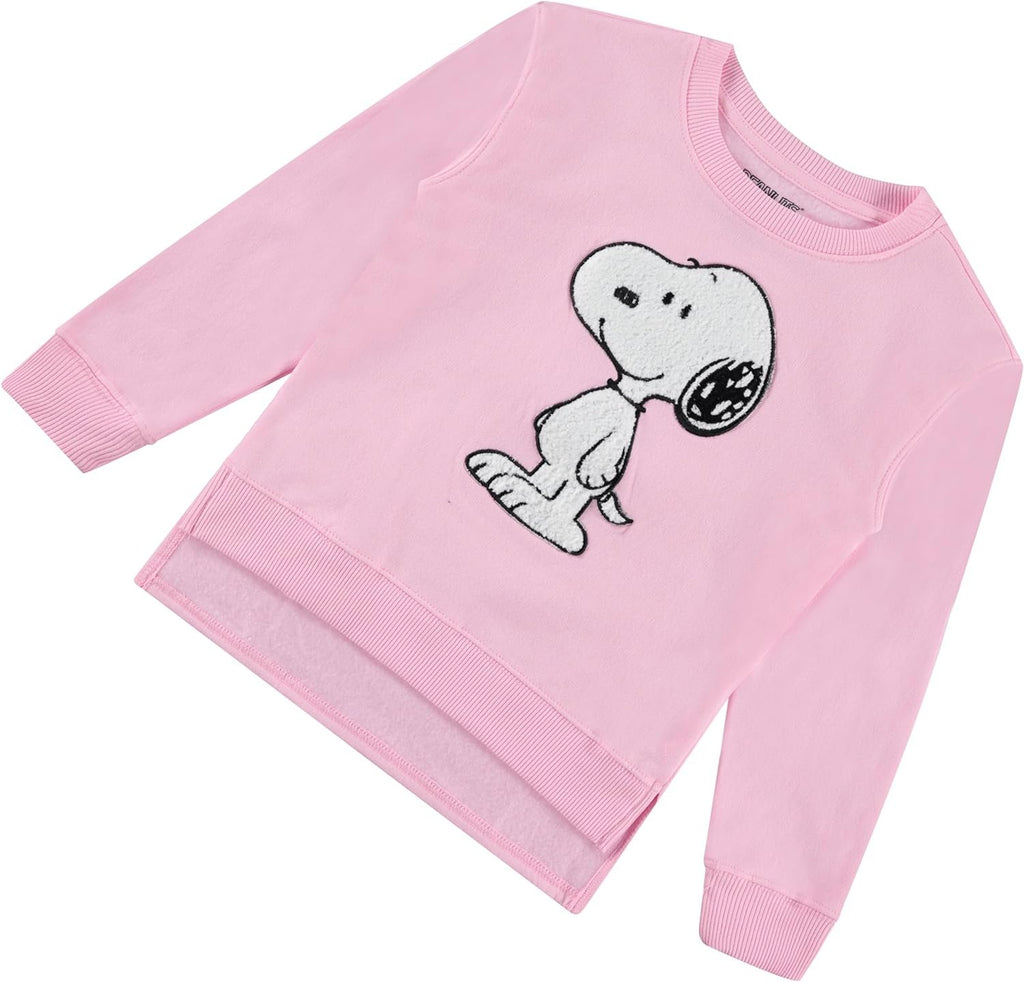 Peanuts Snoopy Girls Pullover Sweatshirt with Chenille Patch - Big Girls Sizes 7-16 Pink