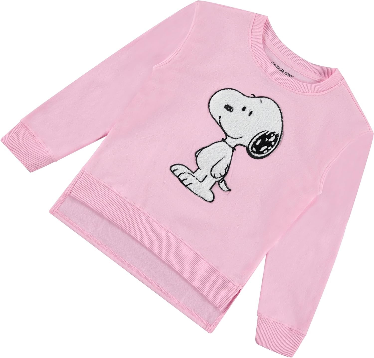Peanuts Snoopy Girls Pullover Sweatshirt with Chenille Patch - Big Girls Sizes 7-16 Pink