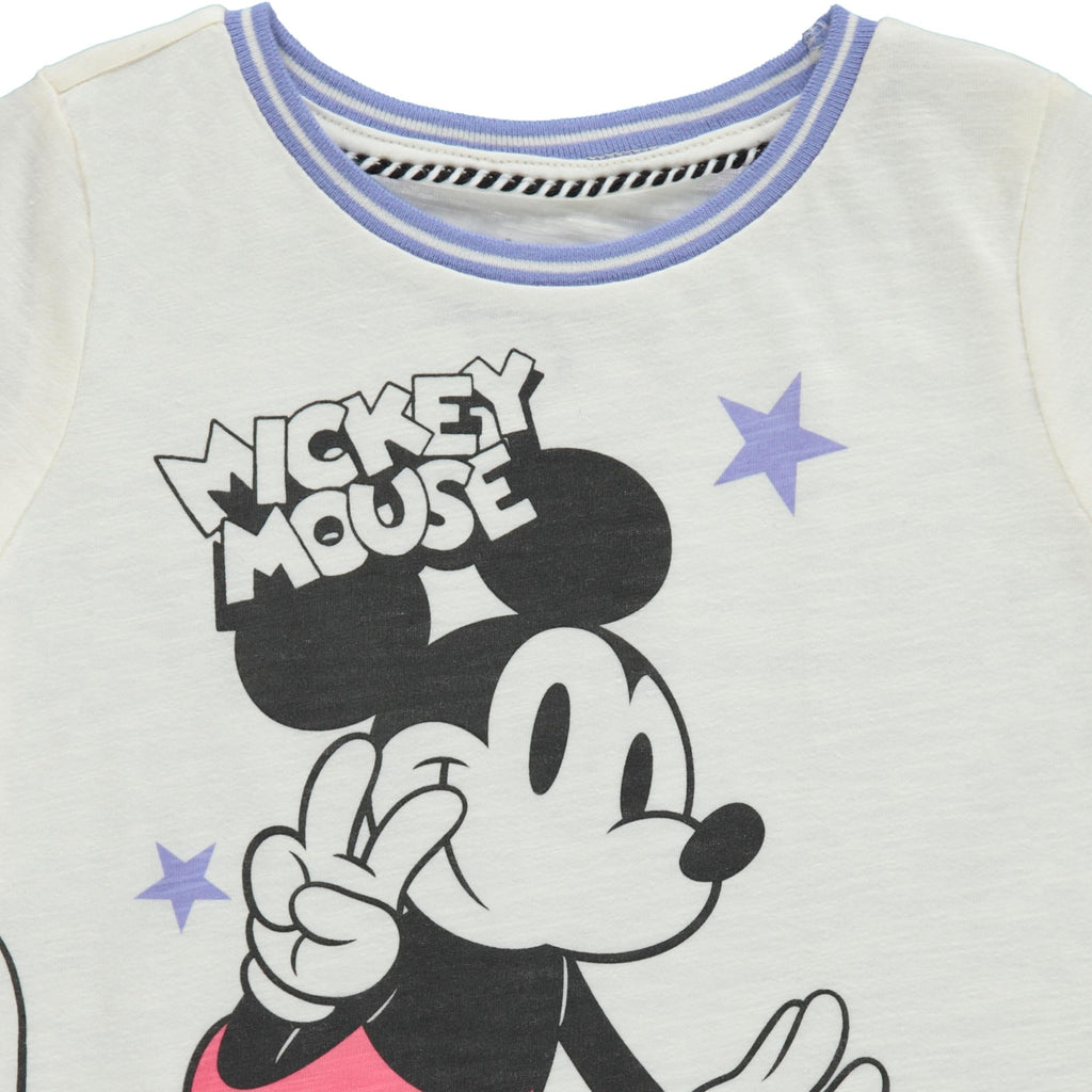 Disney Mickey Mouse Toddler Girls Short Sleeve T-Shirt- Toddler Sizes 2T-4T White