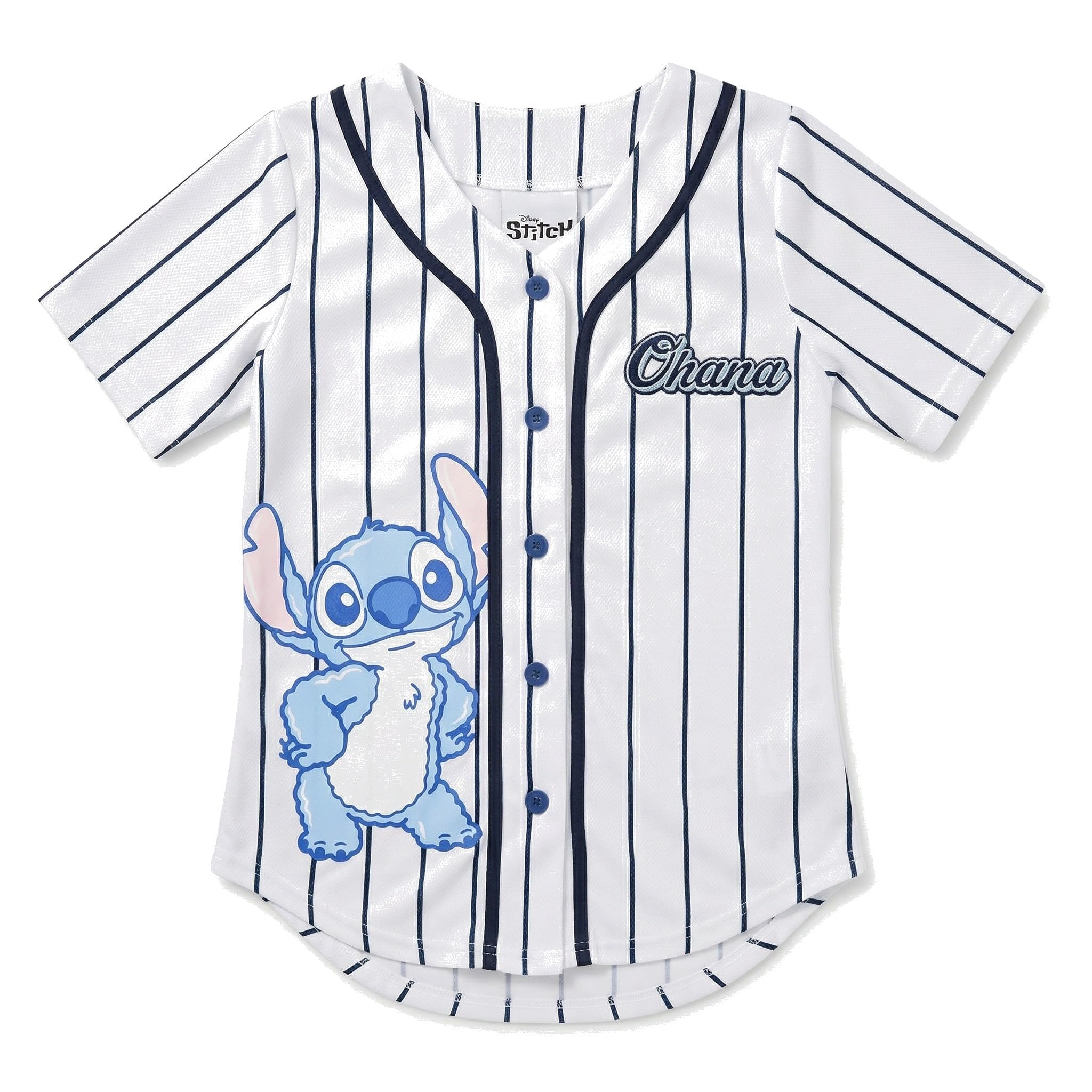 Disney Girls Baseball Jersey T-Shirt with Lilo & Stitch and Mickey Mouse- Girls Sizes 4-16 Hot Pink