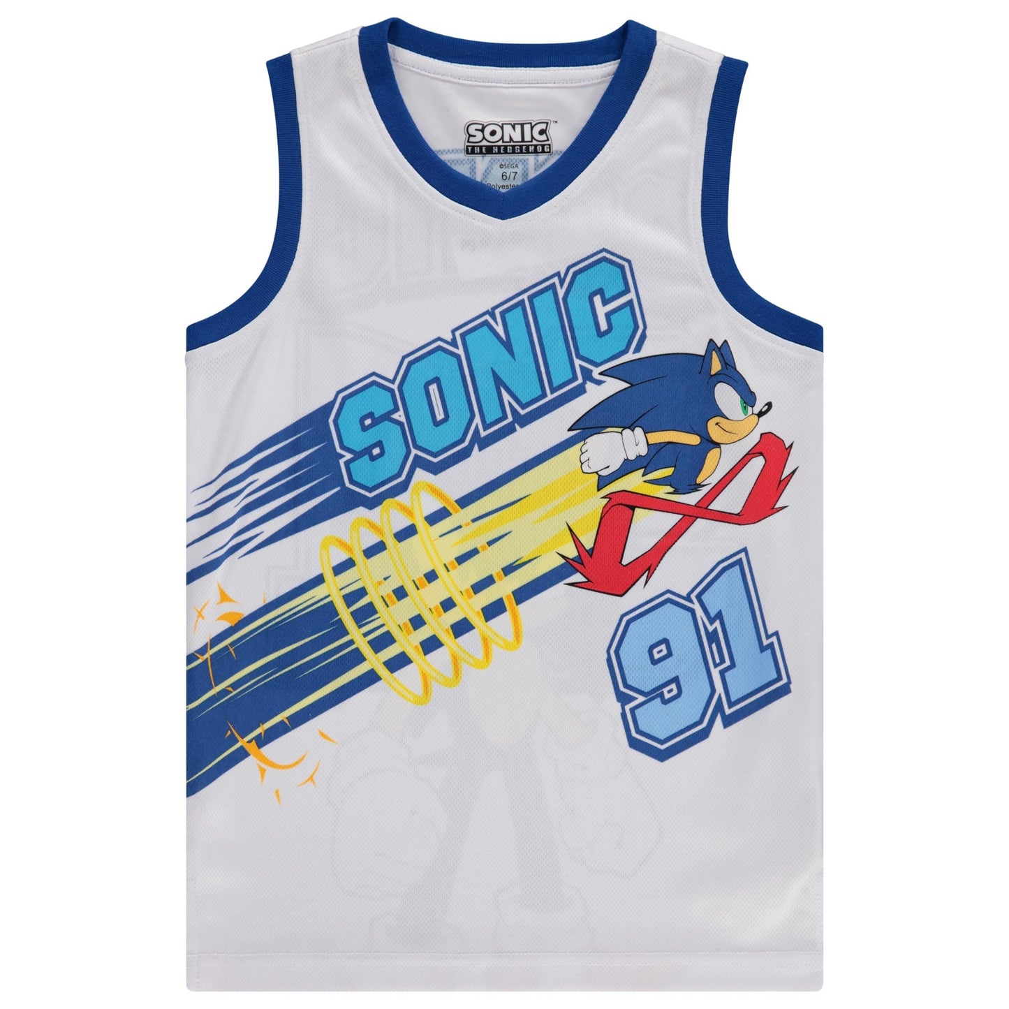 White Boys Sonic The Hedgehog Basketball Jersey Shirt and Shorts Clothing Set- Little and Big Boys Sizes 4-20