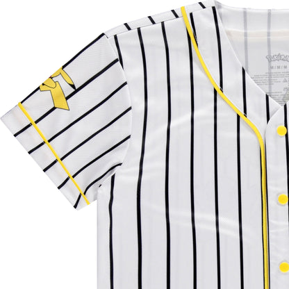 Boys Pokémon Baseball Jersey Shirt - Featuring Pikachu, Charizard, Squirtle and Bulbasaur- Little and Big Boys Sizes XS-XL White