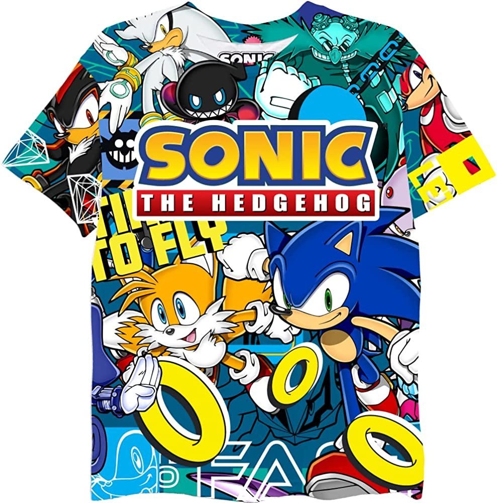 Boys Sonic the Hedgehog T-Shirt Sega Graphic Short Sleeve Crewneck Tee Little Big Boys
