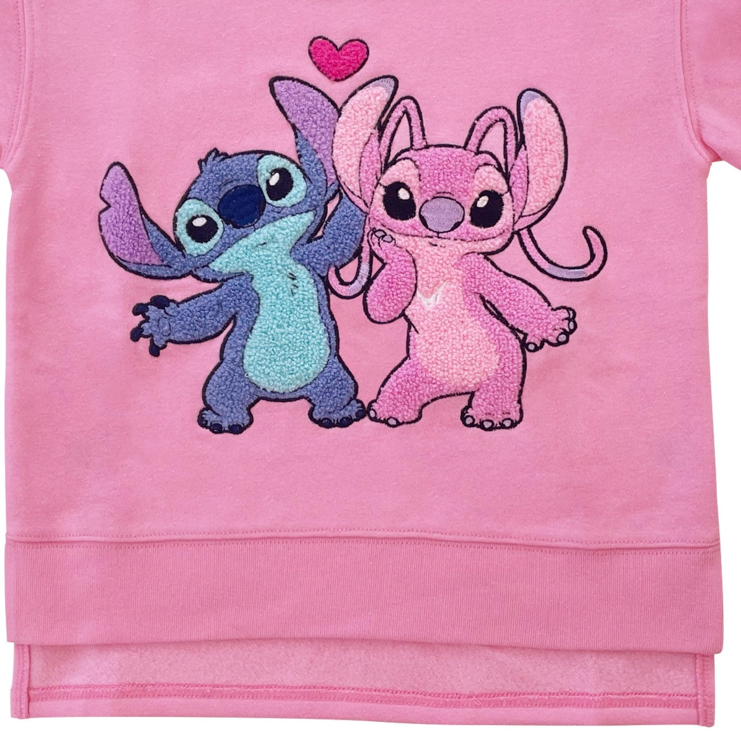 Disney Lilo & Stitch Girls Sweatshirt -Jumbo Graphic Print, Chenille patch and Embroidery Stitch Pullover Crewneck Sweatshirt- Sizes 4-16