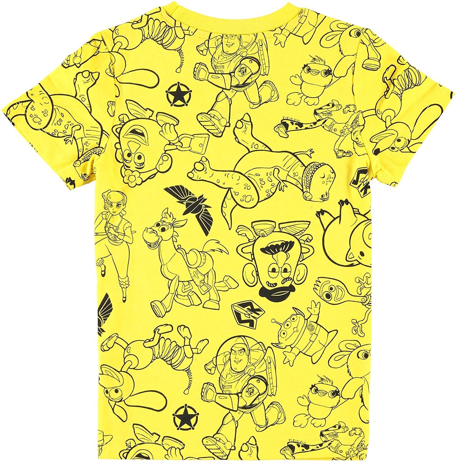 Disney Toy Story Boys Short Sleeve T-Shirt - All Over Print T-Shirt - Woody, Buzz, Forky, Jessie, Rex and Aliens