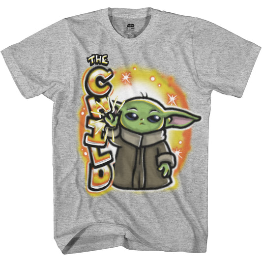 STAR WARS Boys Baby Yoda T-Shirt - Mandalorian The Child Boys Boys Short Sleeve T-Shirt- Air Brushed