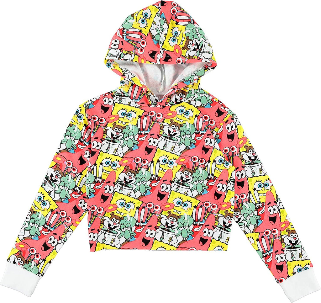 SpongeBob SquarePants Girls All Over Print Hoodie- Raw Edge Skimmer Hoodie Sizes 4-20