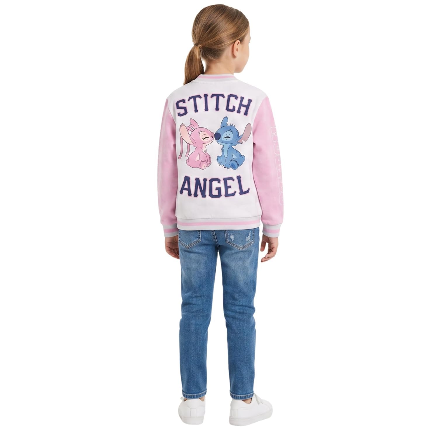 Disney Lilo,Stitch and Angel Varsity Bomber Jacket - Little and Big Girl Sizes 4-16
