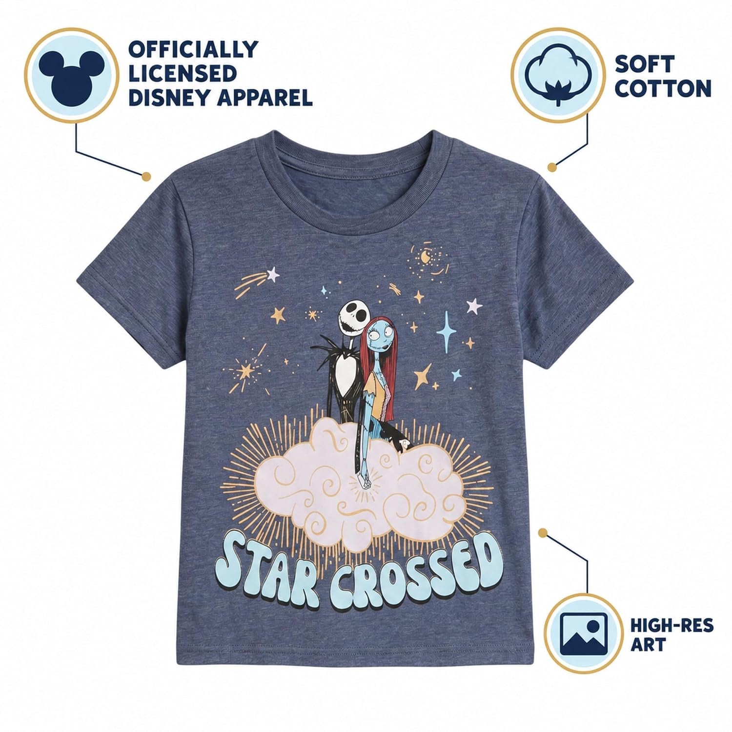 Disney Nightmare Before Christmas Girls Star Crossed Graphic T-Shirt, 4-14