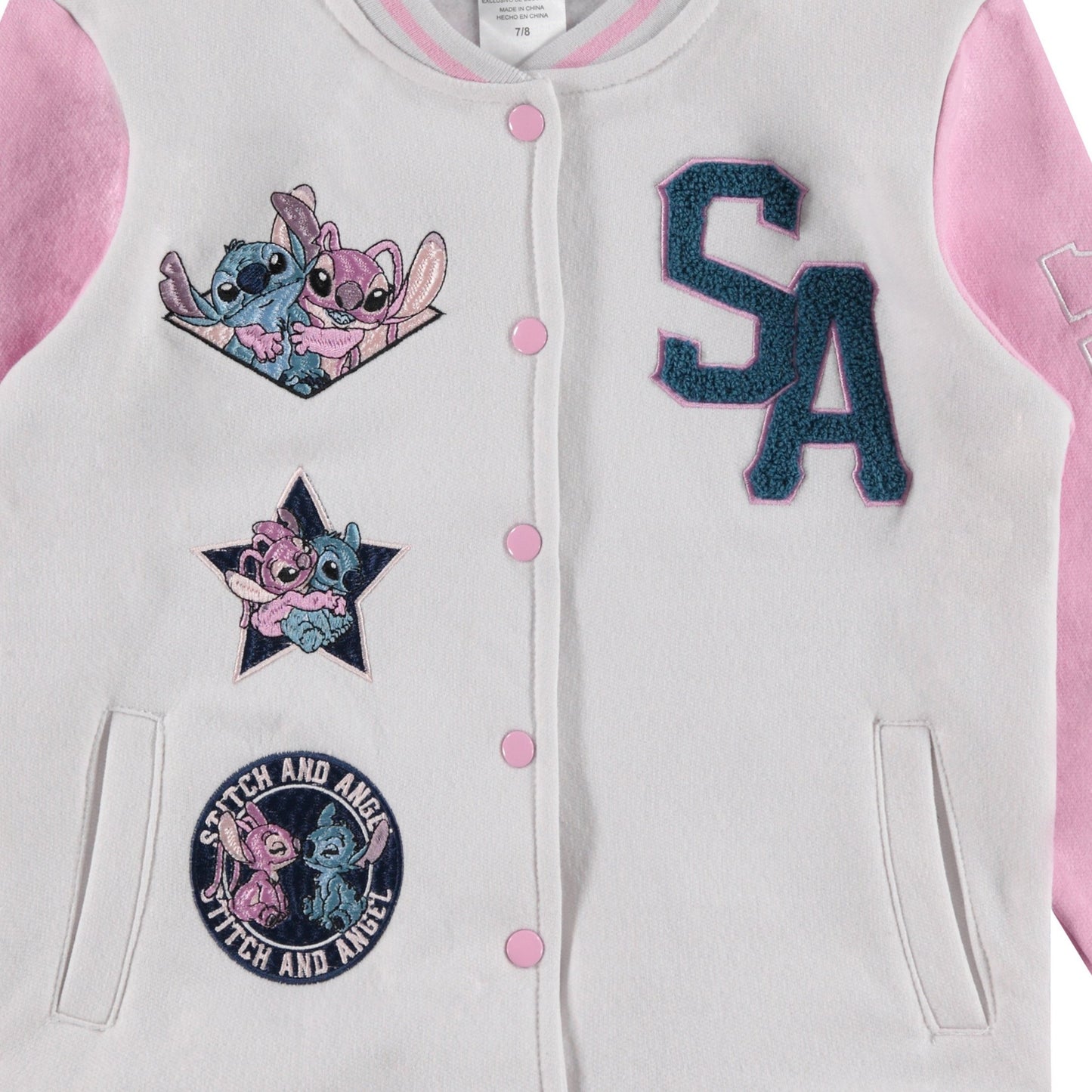 Disney Lilo,Stitch and Angel Varsity Bomber Jacket - Little and Big Girl Sizes 4-16