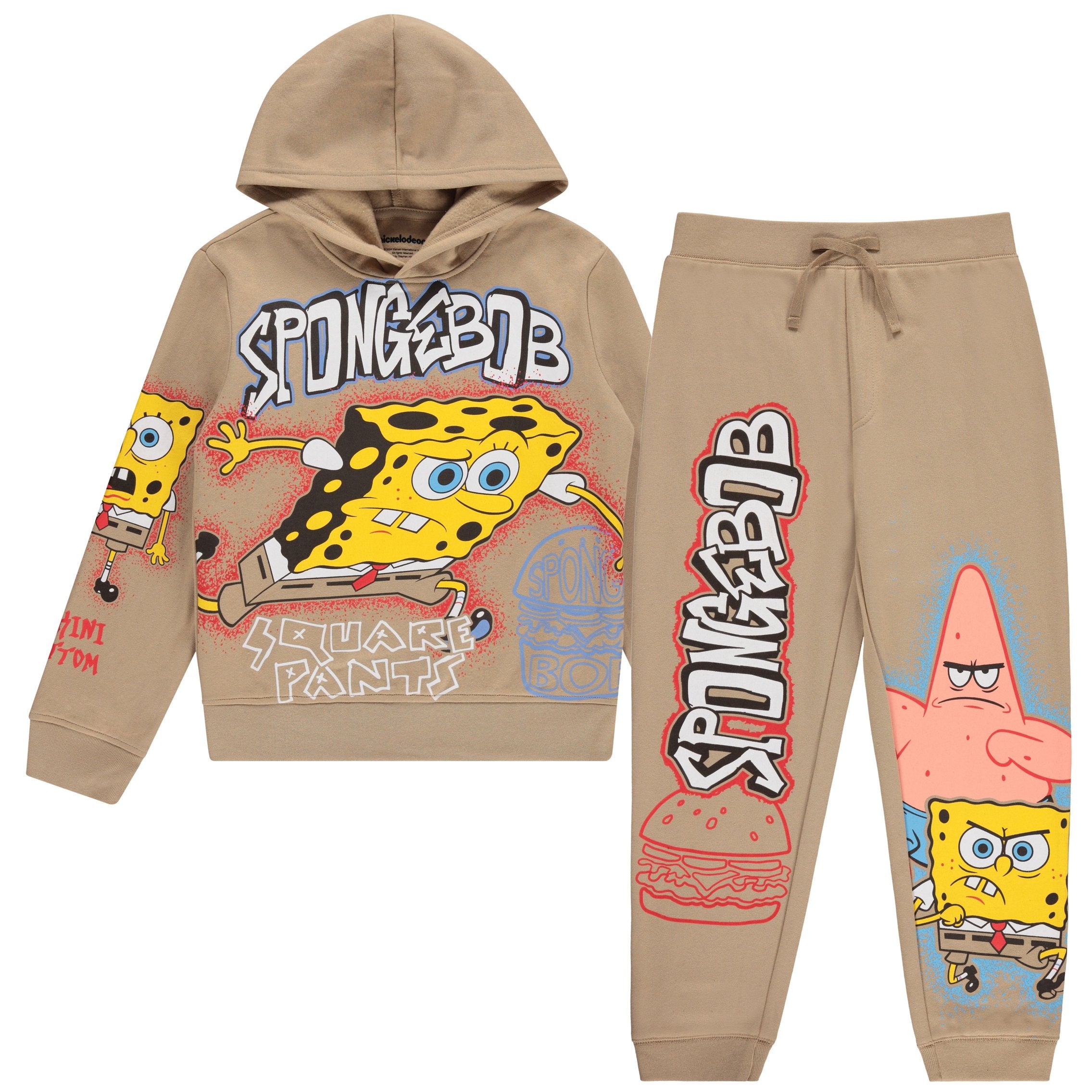 SpongeBob SquarePants Boys Hooded Pullover Hoodie and Jogger Sweatpants Set, Little and Big Boys Sizes 4-20