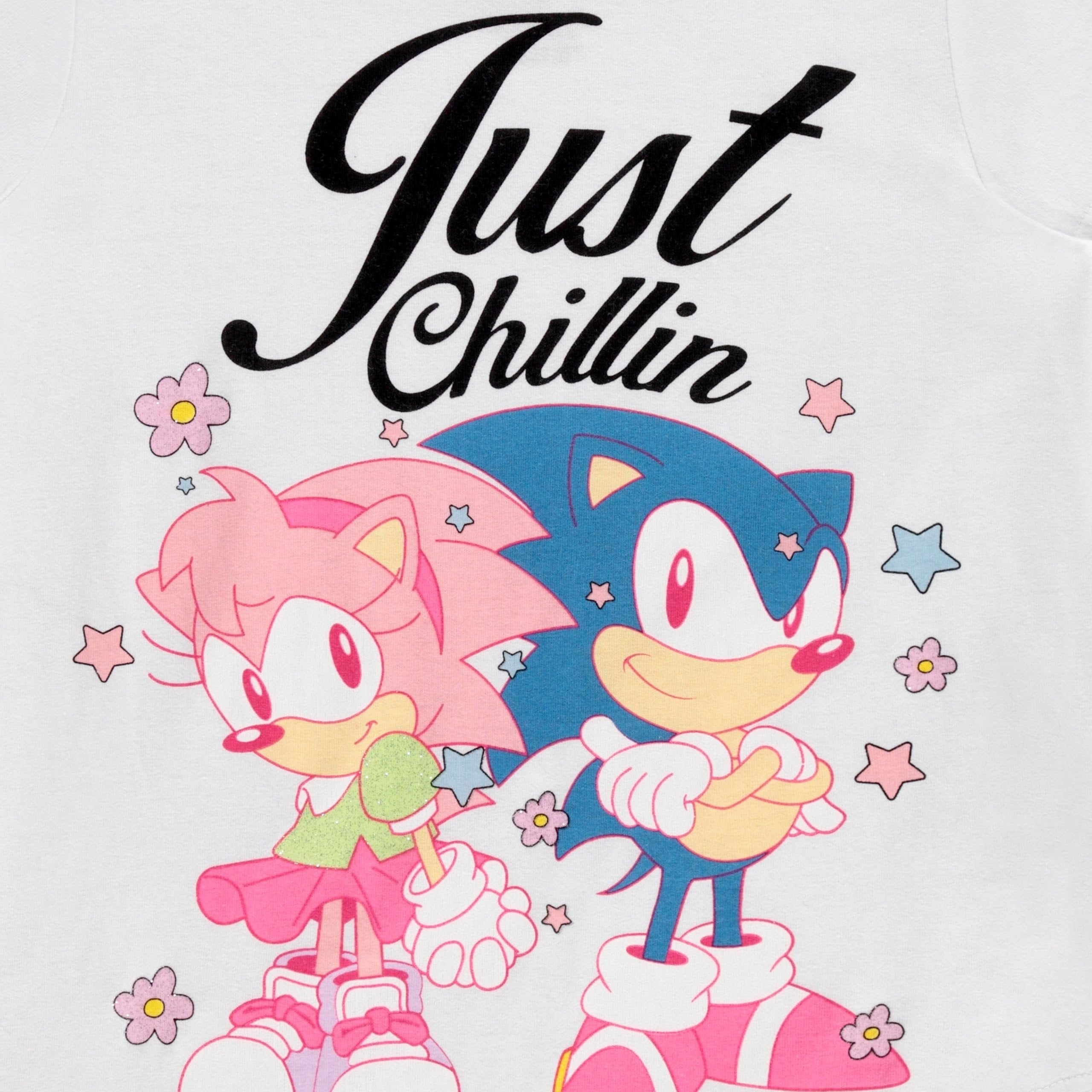 Girls Sonic The Hedgehog Zip Up Hoodie and Short Sleeve T-Shirt Clothing Set - Little and Big Girls Sizes 4-16