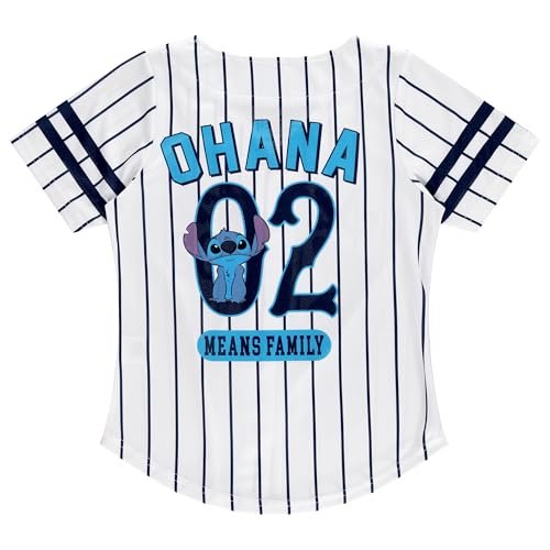 Disney Girls Baseball Jersey T-Shirt with Lilo & Stitch and Mickey Mouse- Girls Sizes 4-16 Hot Pink